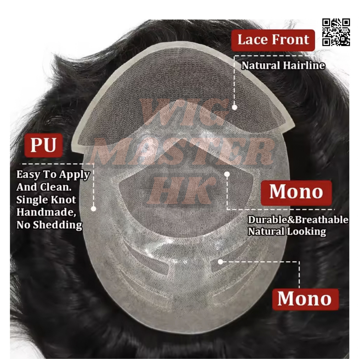 Men's Toupee Four Hole｜Four-Hole Attachment｜Top Choice for Beginners
